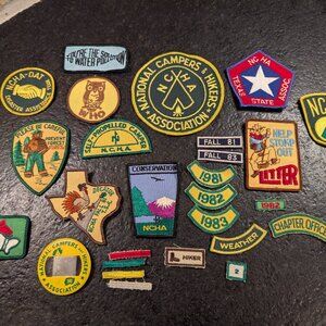 VTG Lot Of 20+ Assorted NCHA Camping Patches + Travel - Texas - 1980s